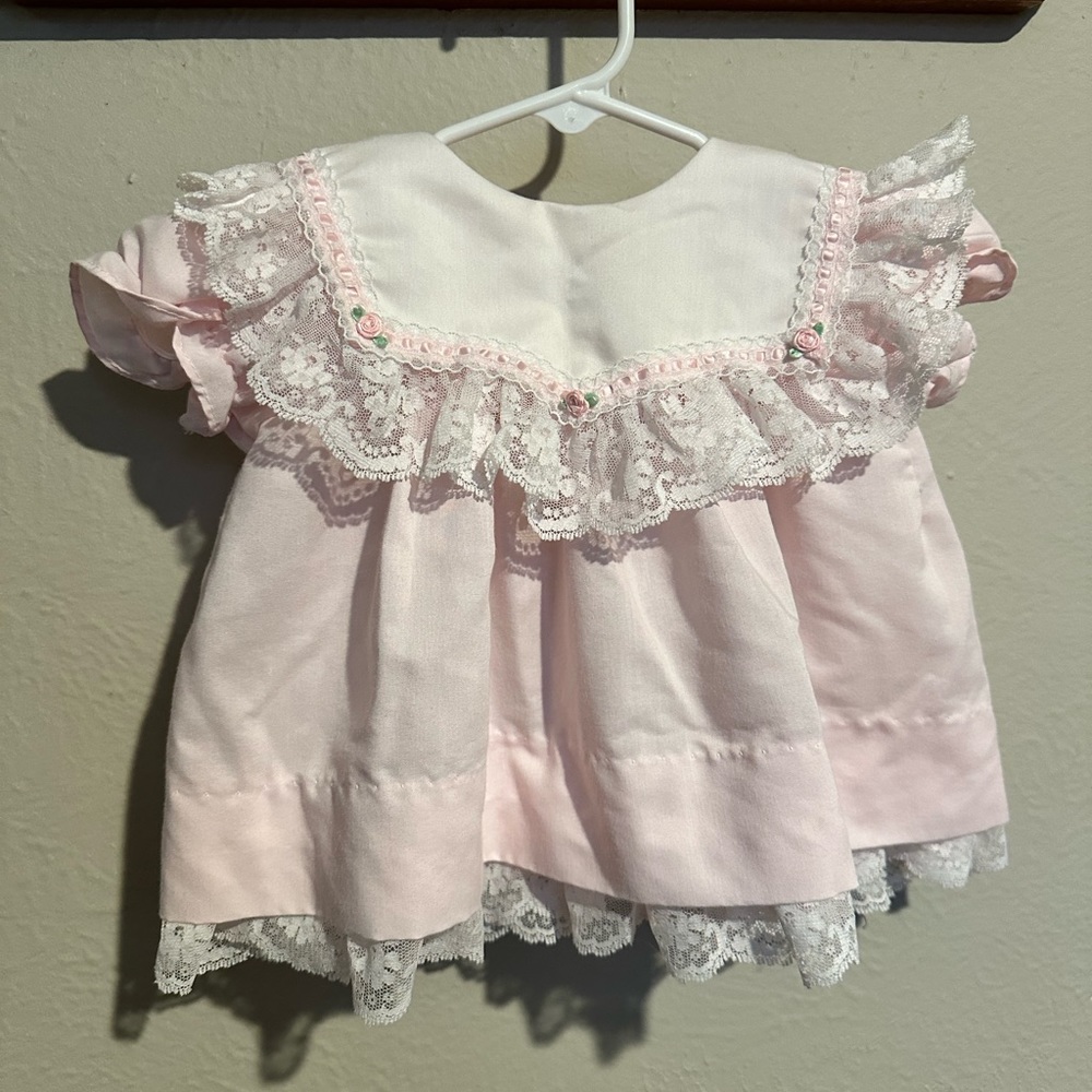 Vintage Pink Lace Dress - 3-6 months